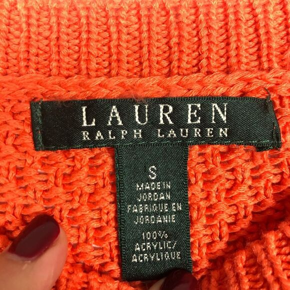 Ralph Lauren Orange Knit Sweater 3/4 Sleeve S EUC - Picture 3 of 6